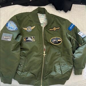 Boeing Green Bomber Jacket with Patches